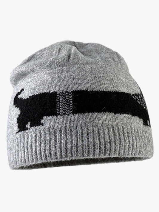 Knitted Wool Blend Winter Beanie Hat with Nordic Pattern and Ribbed Cuff?