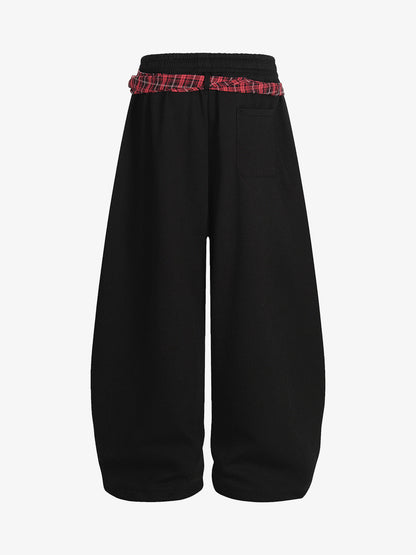 Stylish Wide-Leg Pants with Plaid Tie Belt for Women - Perfect for Casual and Fashionable Looks 