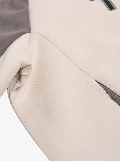 Suede-Touch Embroidered Sport Color-Block T-Shirt