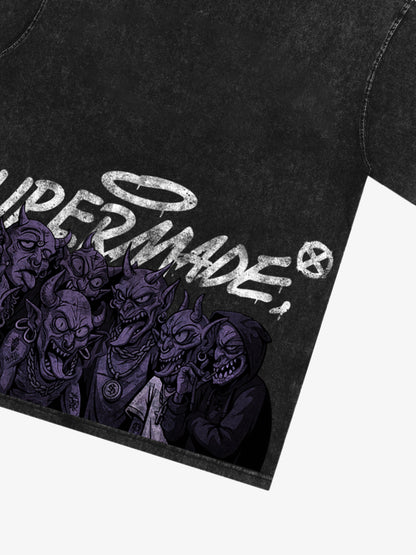Thesupermade Dark Devil Maniac's Gothic Graffiti T-shirt 