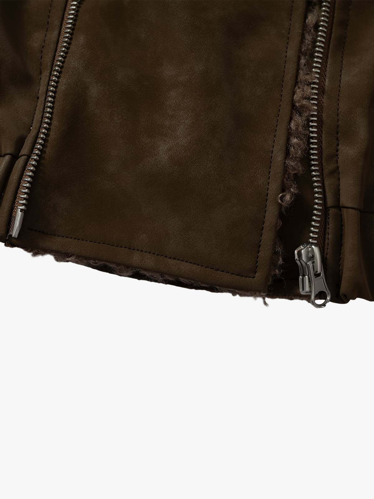 Thesupermade Webbing Stitching Leather And Lambskin Cotton Coat 