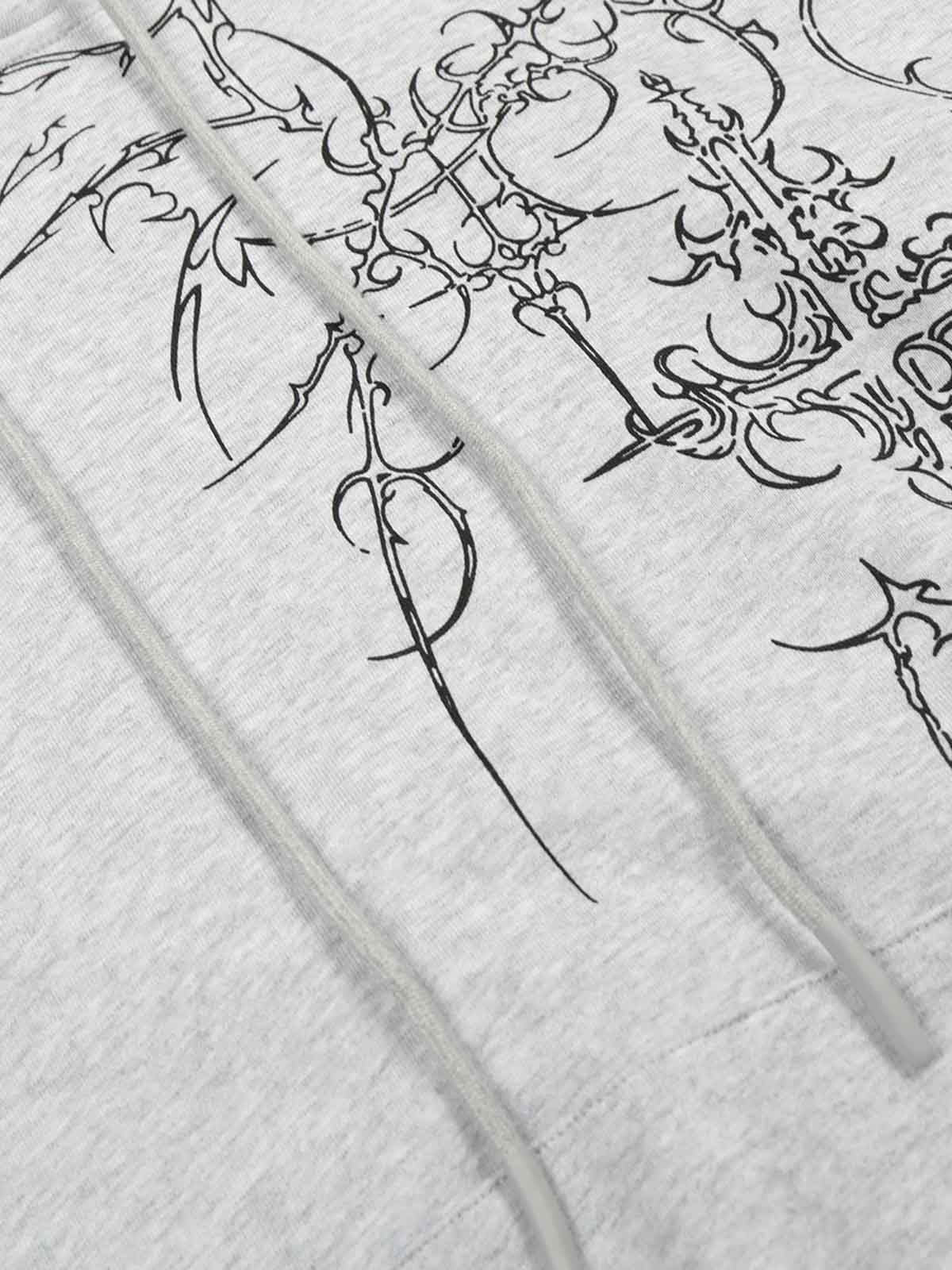 Embroidered Graphic Studded Hoodie and  Wide Leg Sweatpants Set