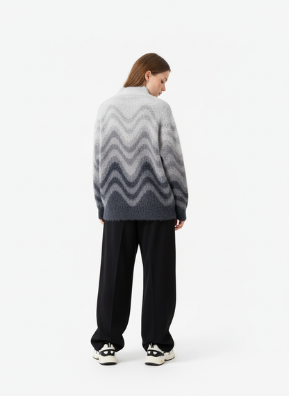 Street Gradient Wave Jacquard Knit Sweater