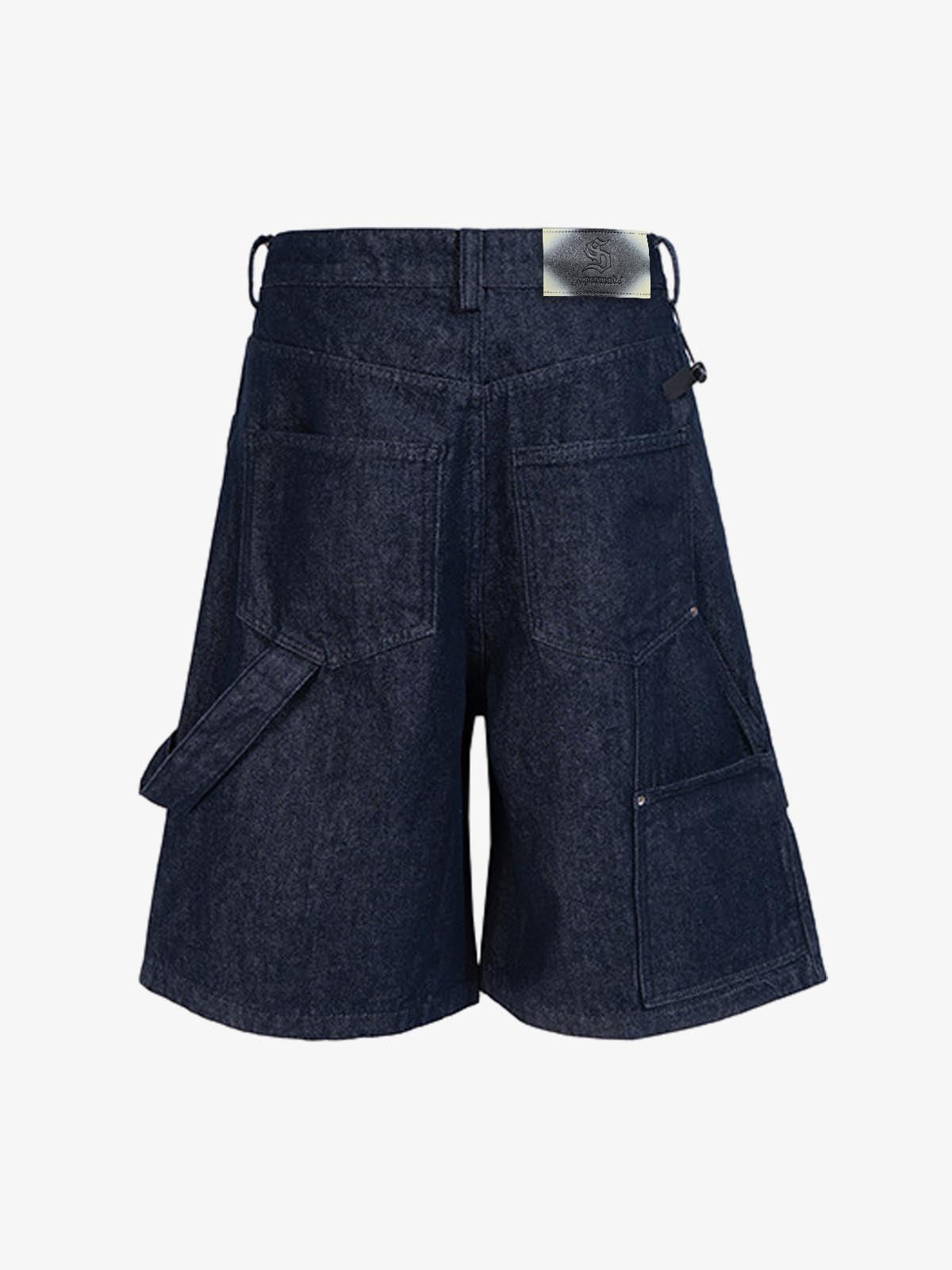 Cotton Denim Men's Oversized Cargo Shorts with Layered Design and Side Pockets?