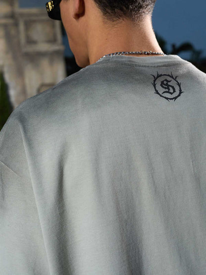 Supermade Distressed Rebellious Gun and Cross Print T-Shirt?