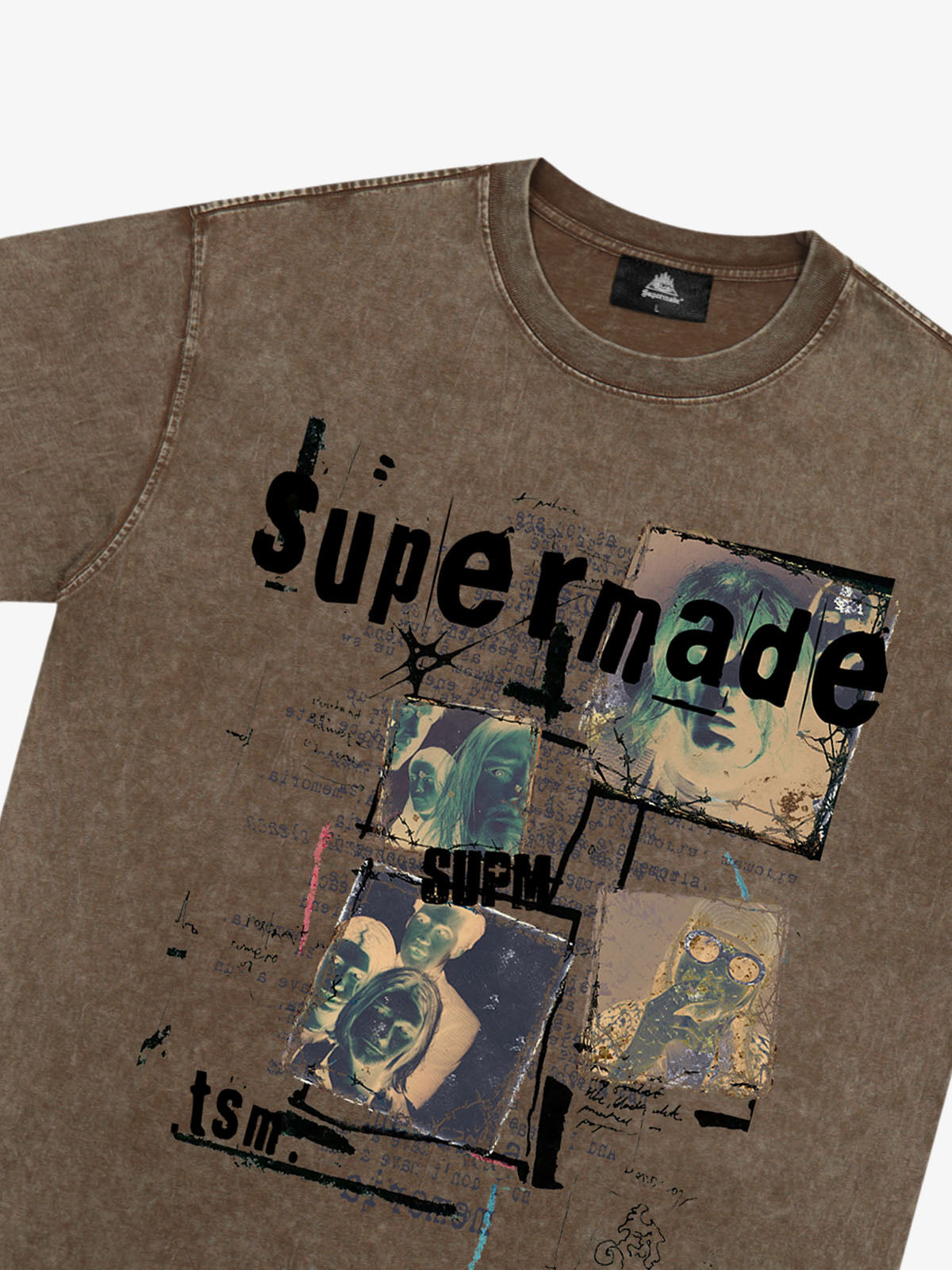 THE SUPERMADE Retro nostalgia Artistic Graphic Print T-Shirt with Collage Design 