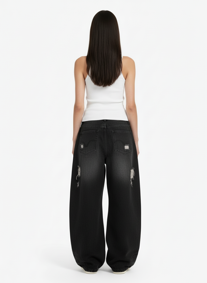 Gothic Lettering Embroidered Ribbed Vest