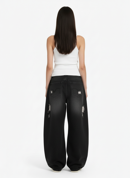 Gothic Lettering Embroidered Ribbed Vest