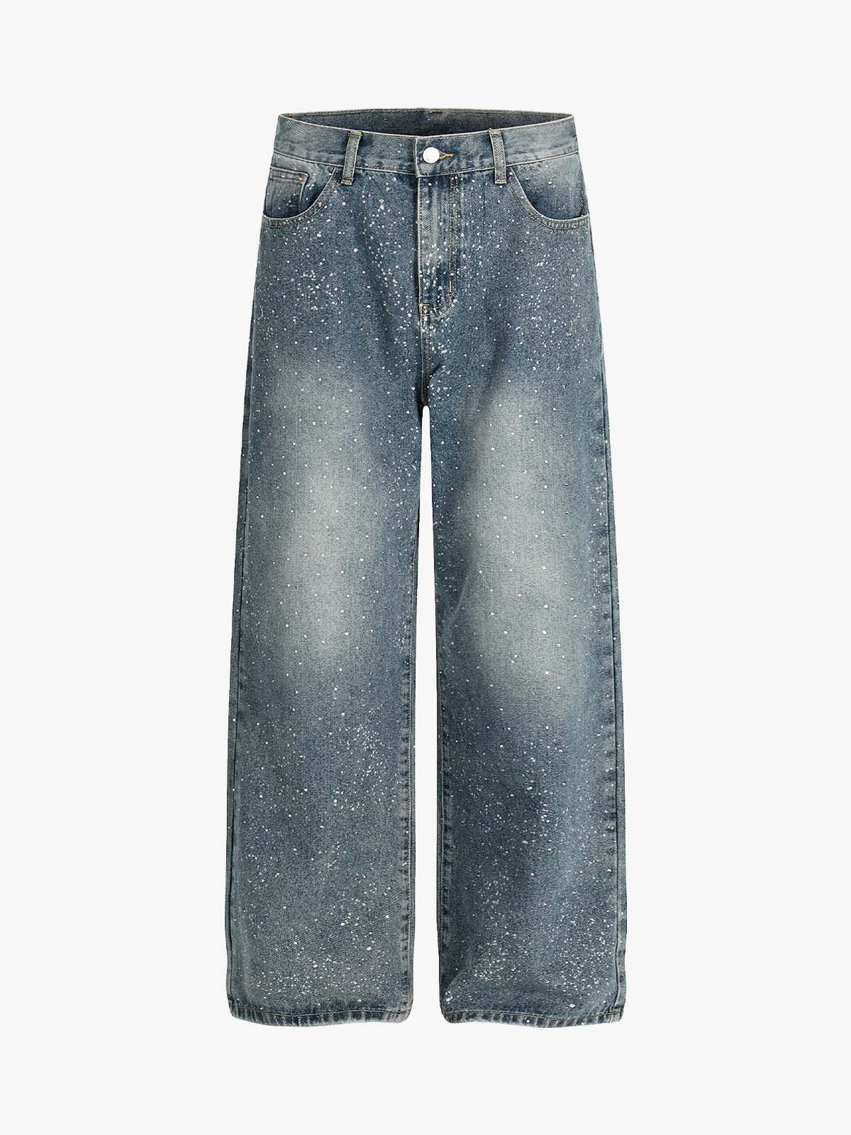 Sparkling Wide-Leg Jeans - Perfect for Casual and Festive Occasions 
