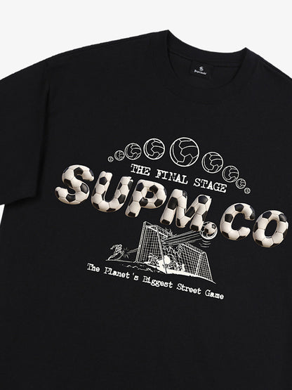 Cotton unisex solid short-sleeved T-shirt with a soccer collage logo and street football element print 