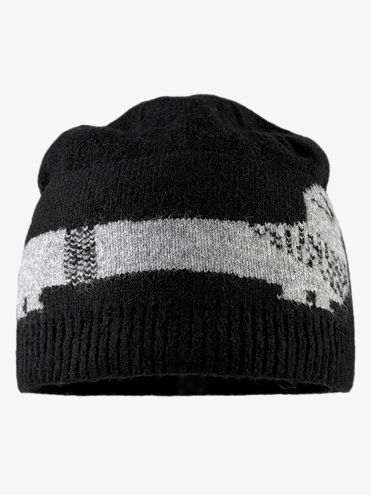 Knitted Wool Blend Winter Beanie Hat with Nordic Pattern and Ribbed Cuff?