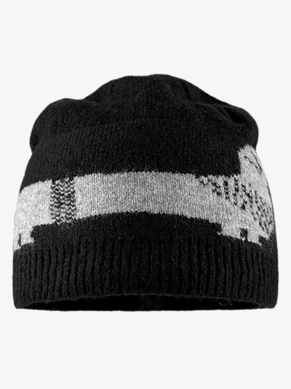 Knitted Wool Blend Winter Beanie Hat with Nordic Pattern and Ribbed Cuff?