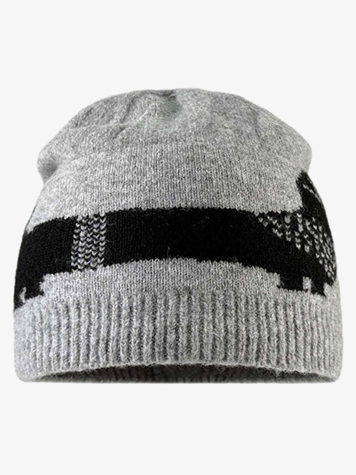 Knitted Wool Blend Winter Beanie Hat with Nordic Pattern and Ribbed Cuff?