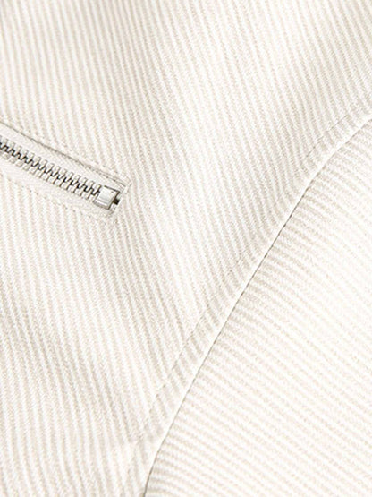 Pleated Back Sleeve Zip Up Jacket