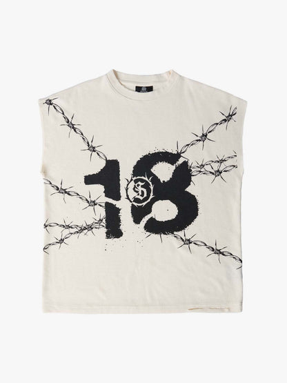 Supermade Waffle Thorn Print Sleeveless T-Shirt?