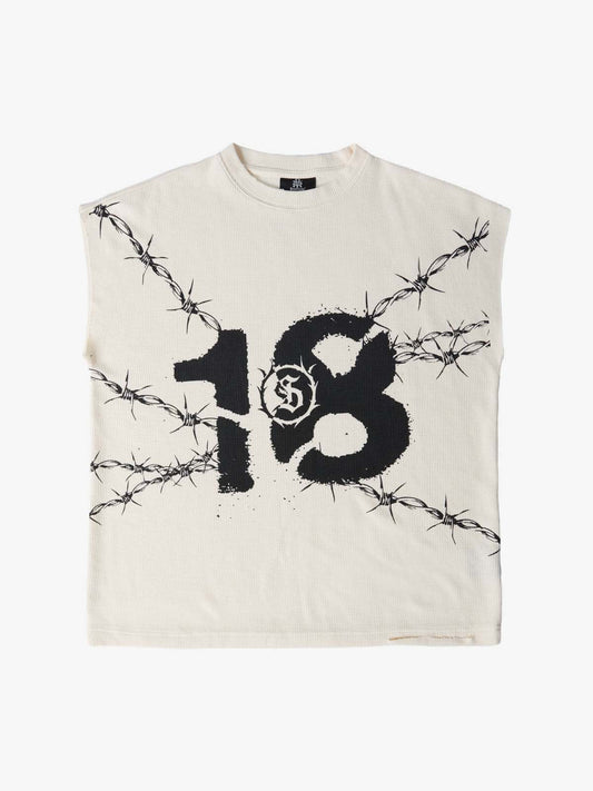 Supermade Waffle Thorn Print Sleeveless T-Shirt?