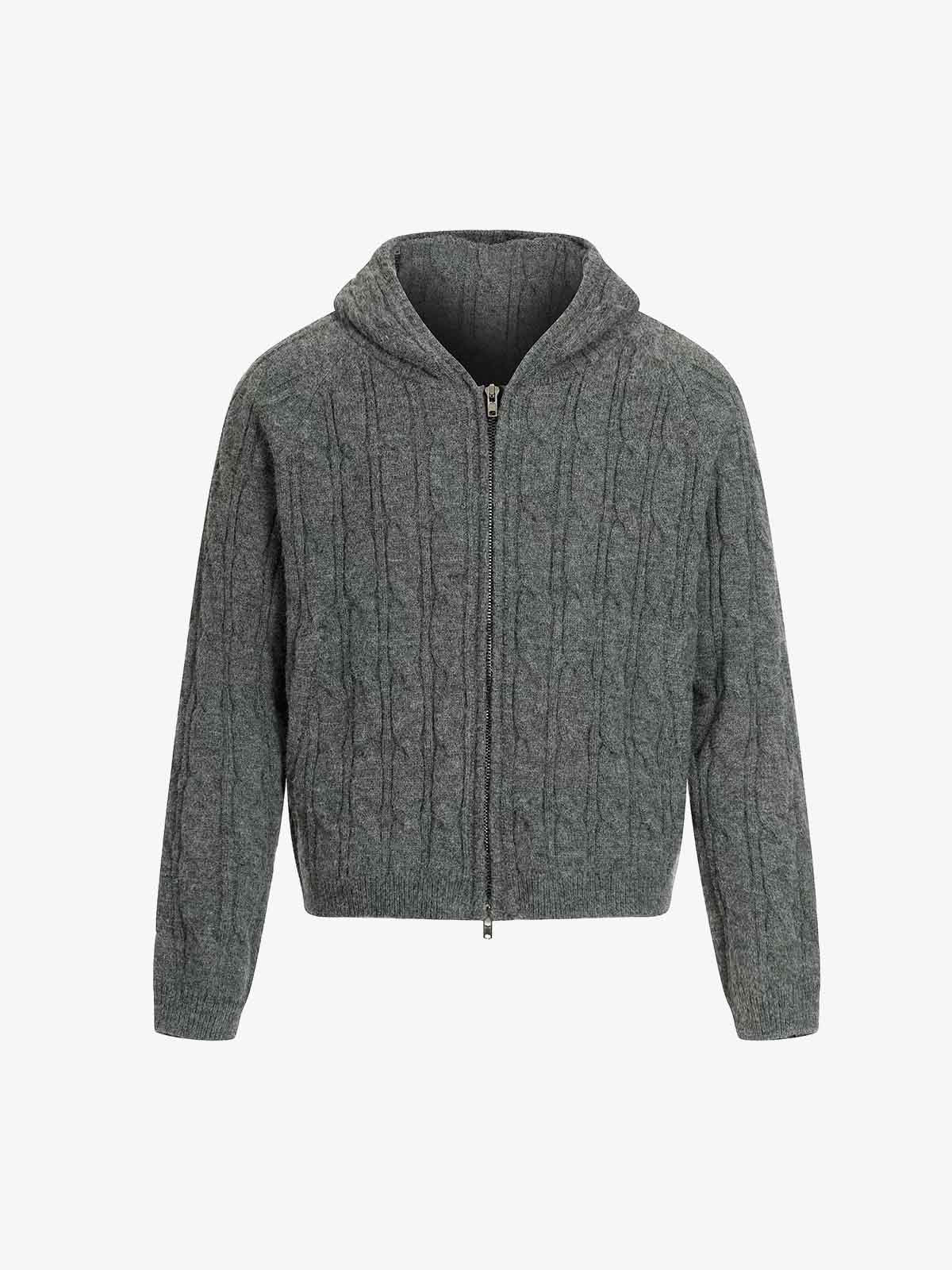 Cable Knit Zip Up Hooded Sweater