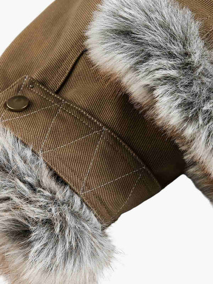 Winter-Ready Corduroy Jacket with Faux Fur Trim for Men 