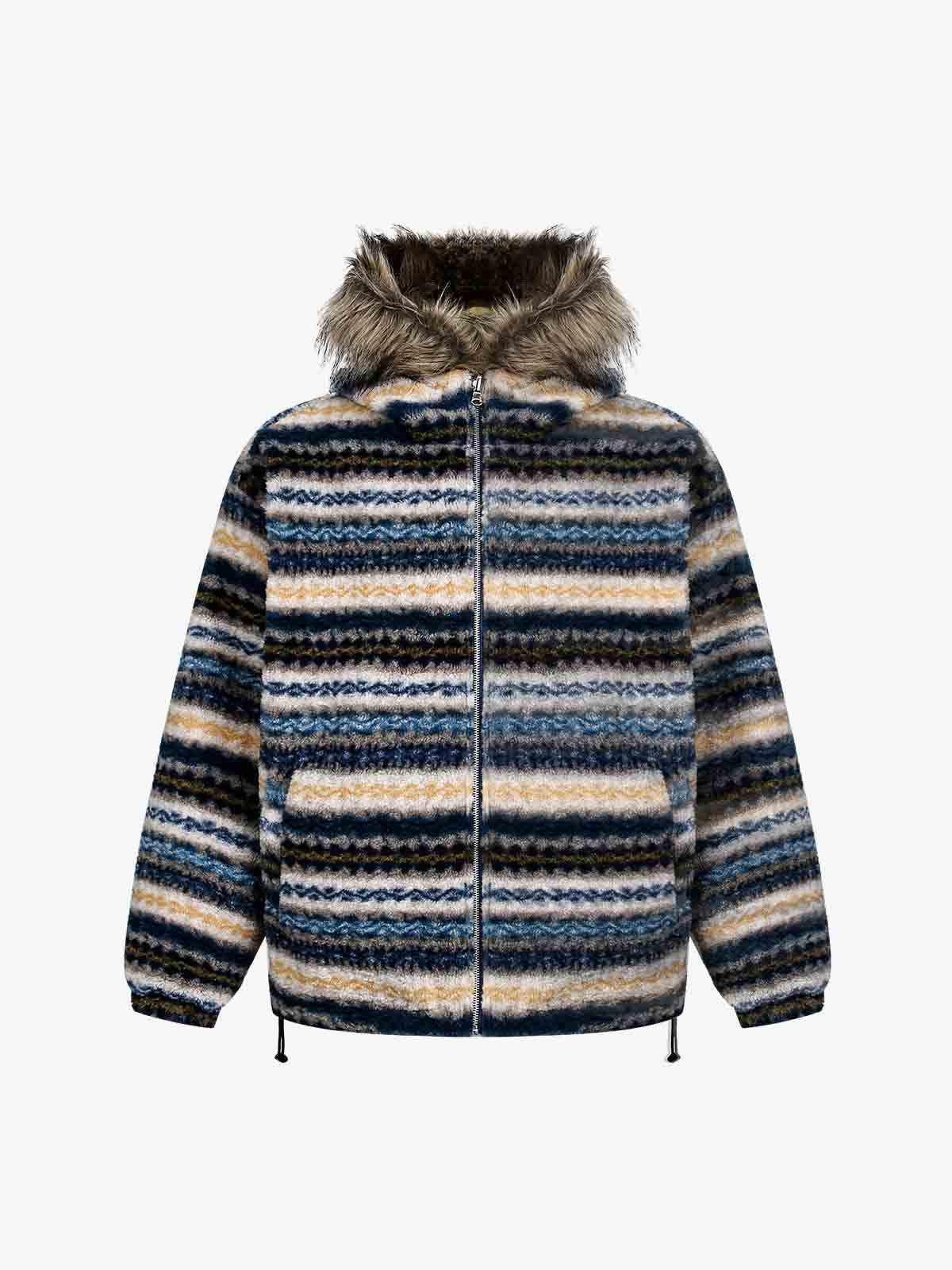 Winter Essential Faux Fur Trimmed Puffer Jacket with Arrow Buckle Design 