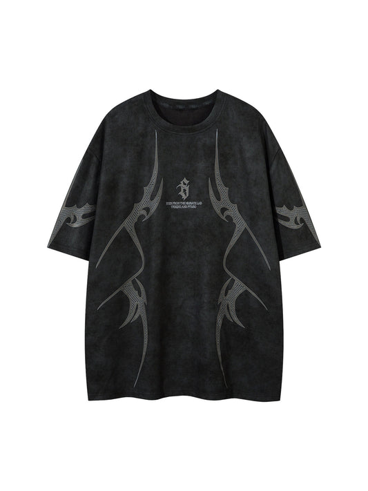 Oversized Graphic Suede Print T-Shirt 