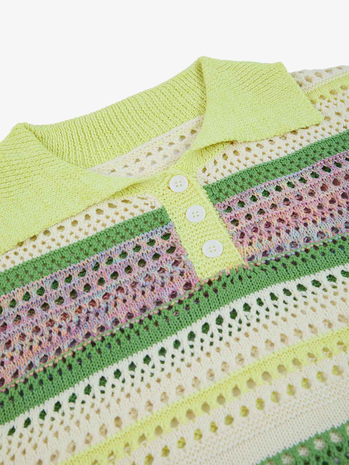 Knitted Striped Polo Shirt for Kids with Colorful Horizontal Patterns and Breathable Design 