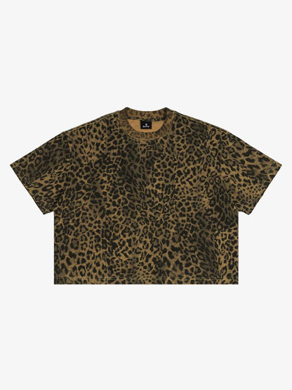 210G Cotton Leopard Print Oversized T-Shirt for Men Fashion Streetwear?