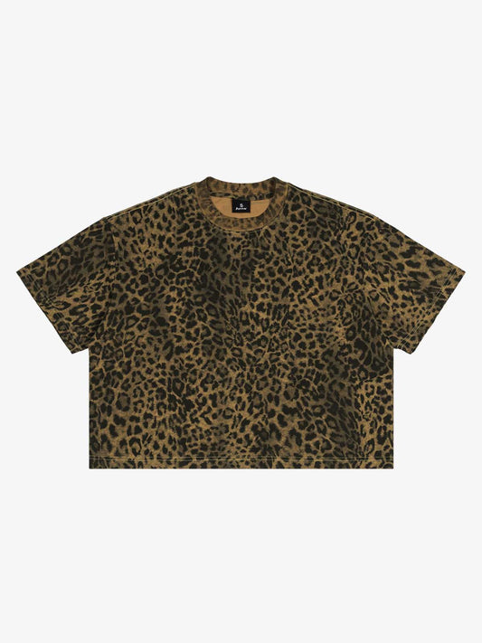 210G Cotton Leopard Print Oversized T-Shirt for Men Fashion Streetwear?