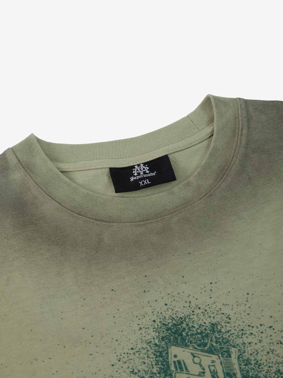 Supermade Distressed Rebellious Gun and Cross Print T-Shirt?
