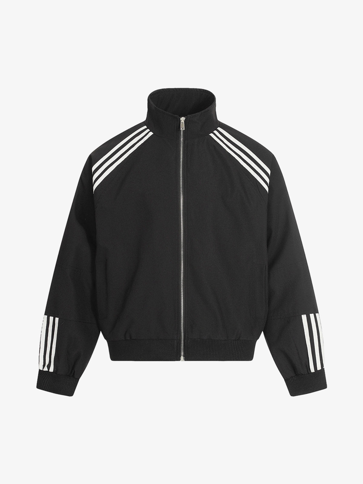 Cotton-Blend Track Suit Set with White Stripes - Oversized Zip-Up Jacket and Wide-Leg Pants?