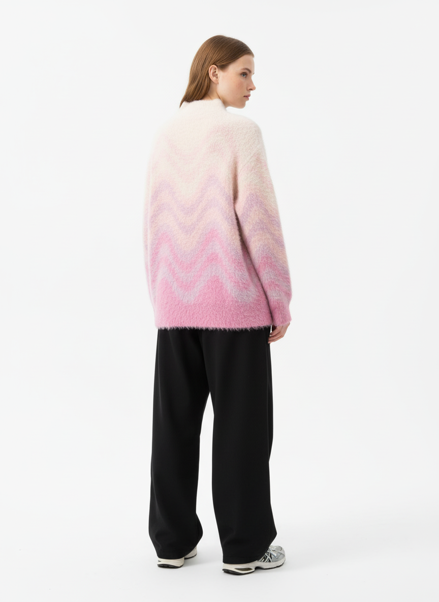 Street Gradient Wave Jacquard Knit Sweater