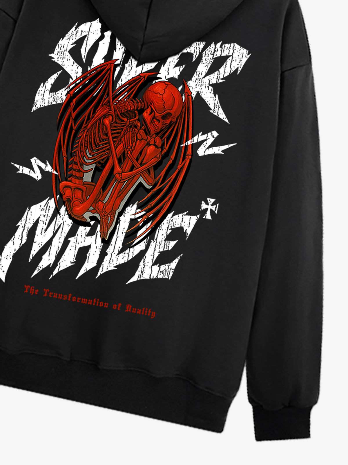 Distressed Graphic Bold Angel Wings Desig Hoodie 