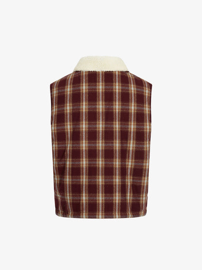 Plaid Vest with Sherpa Collar - Stylish and Warm for Everyday Wear 