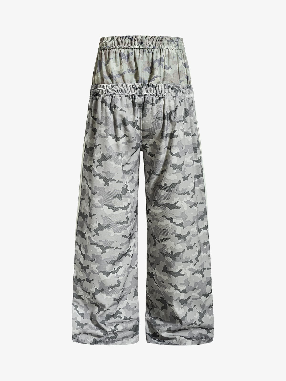 Cotton Blend Camouflage Wide Leg Sweatpants with Side Stripes and Elastic Waistband?