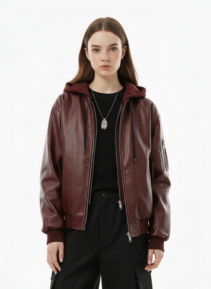 Retro Distressed Washed PU Leather Cotton Jacket