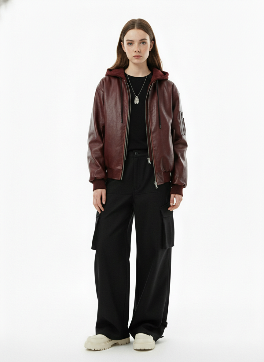 Retro Distressed Washed PU Leather Cotton Jacket