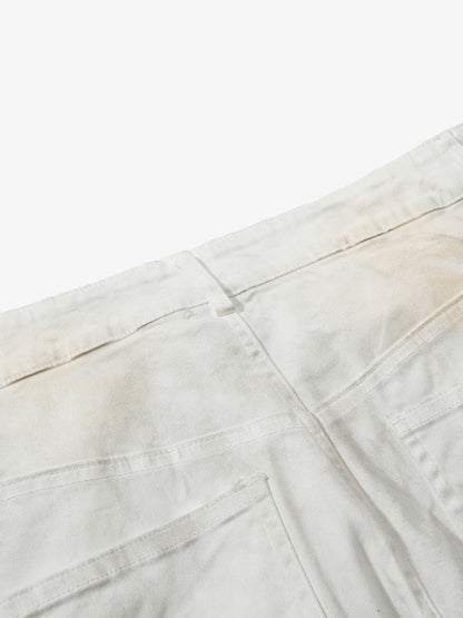 Cotton Blend Wide Leg Cargo Pants with Zipper Pockets and Utility Design?