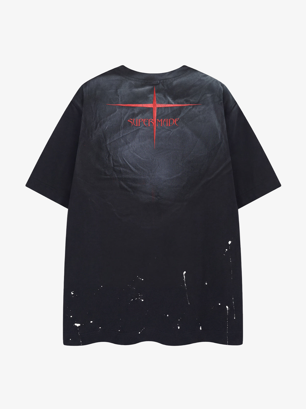 Cotton Oversized T-Shirt with Distressed Print and Cross Design for Streetwear Style?