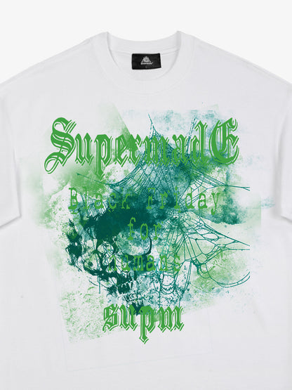 THE SUPERMADE Black Friday Gothic Skull Spiderweb Graphic T-Shirt 