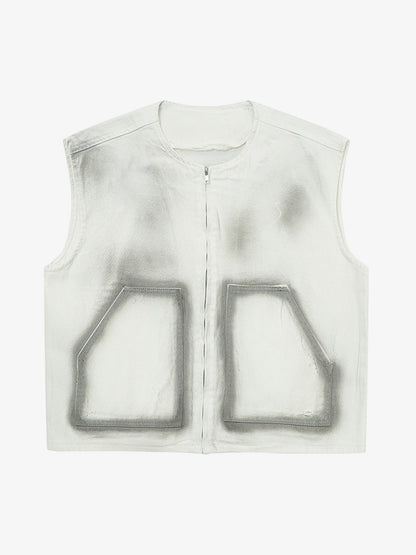 Stylish Gray Vest with Reflective Details 