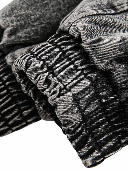 Deconstructed Stand Collar Denim Jacket 