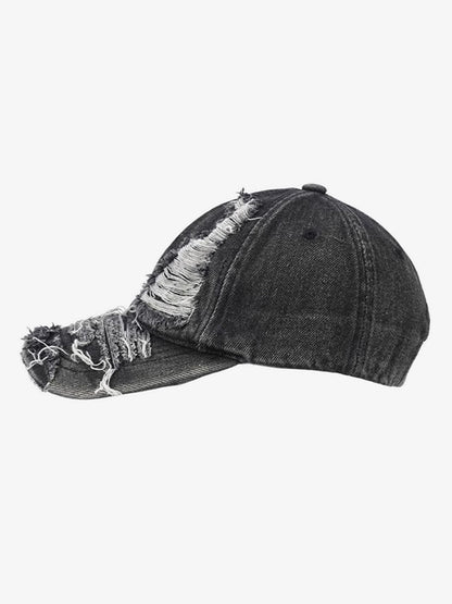 Distressed Denim Baseball Cap for Trendy Looks 