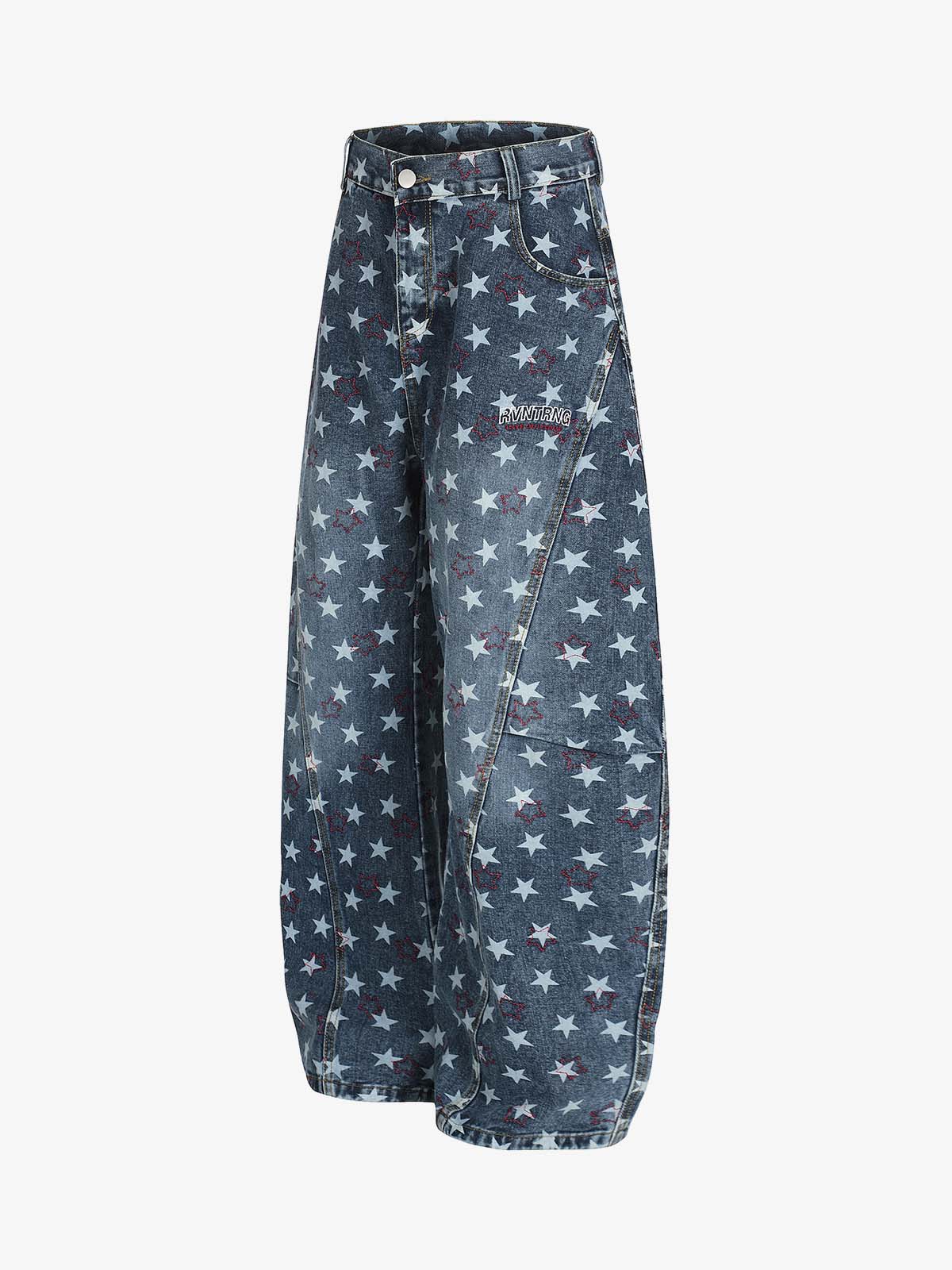 Star-Printed Wide-Leg Denim Culottes for Women - Stylish and Comfortable Everyday Wear 