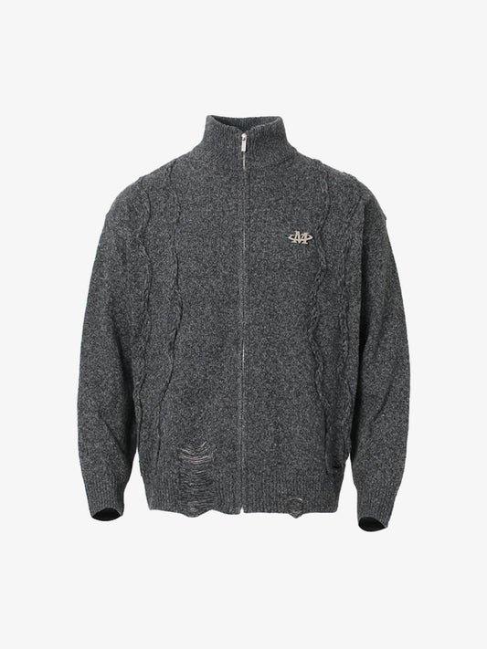 Cable Knit Zip-Up Sweater Jacket for Men - Perfect for Casual and Outdoor Wear 