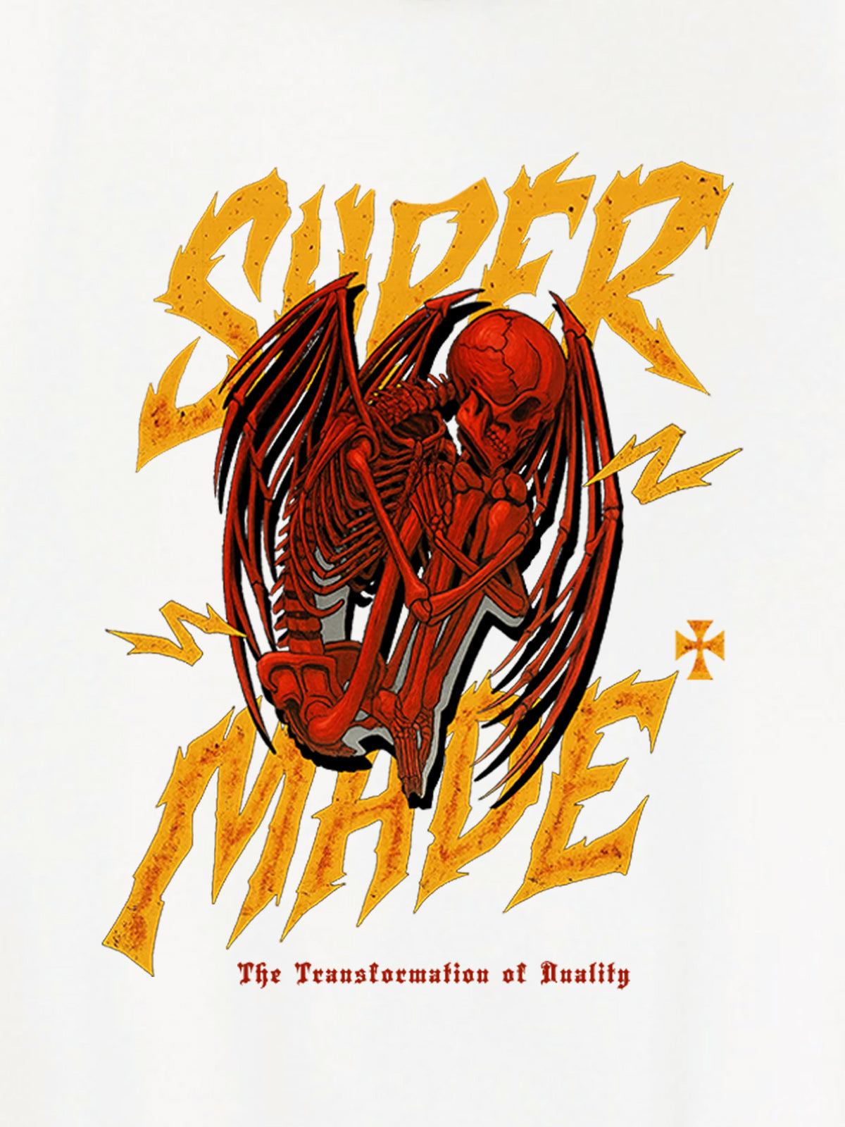 Distressed Graphic Hoodie with Bold Angel Wings Design for Men 