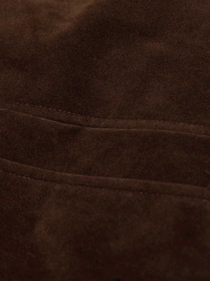 Retro Lambswool Stand Collar Asymmetrical Suede Padded Jacket