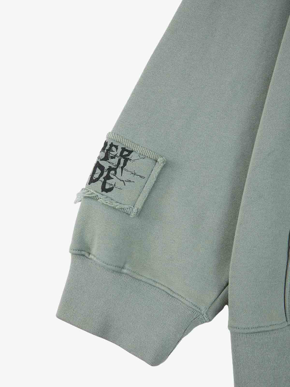 Cotton Blend Patchwork Bomber Jacket with Graphic Embroidery and Zipper Closure?