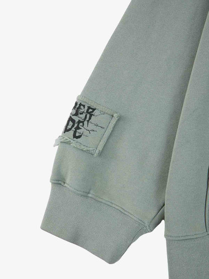 Cotton Blend Patchwork Bomber Jacket with Graphic Embroidery and Zipper Closure?