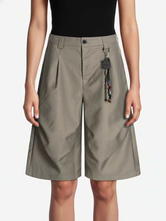 Deconstructed Pleated Pendant Casual Jorts