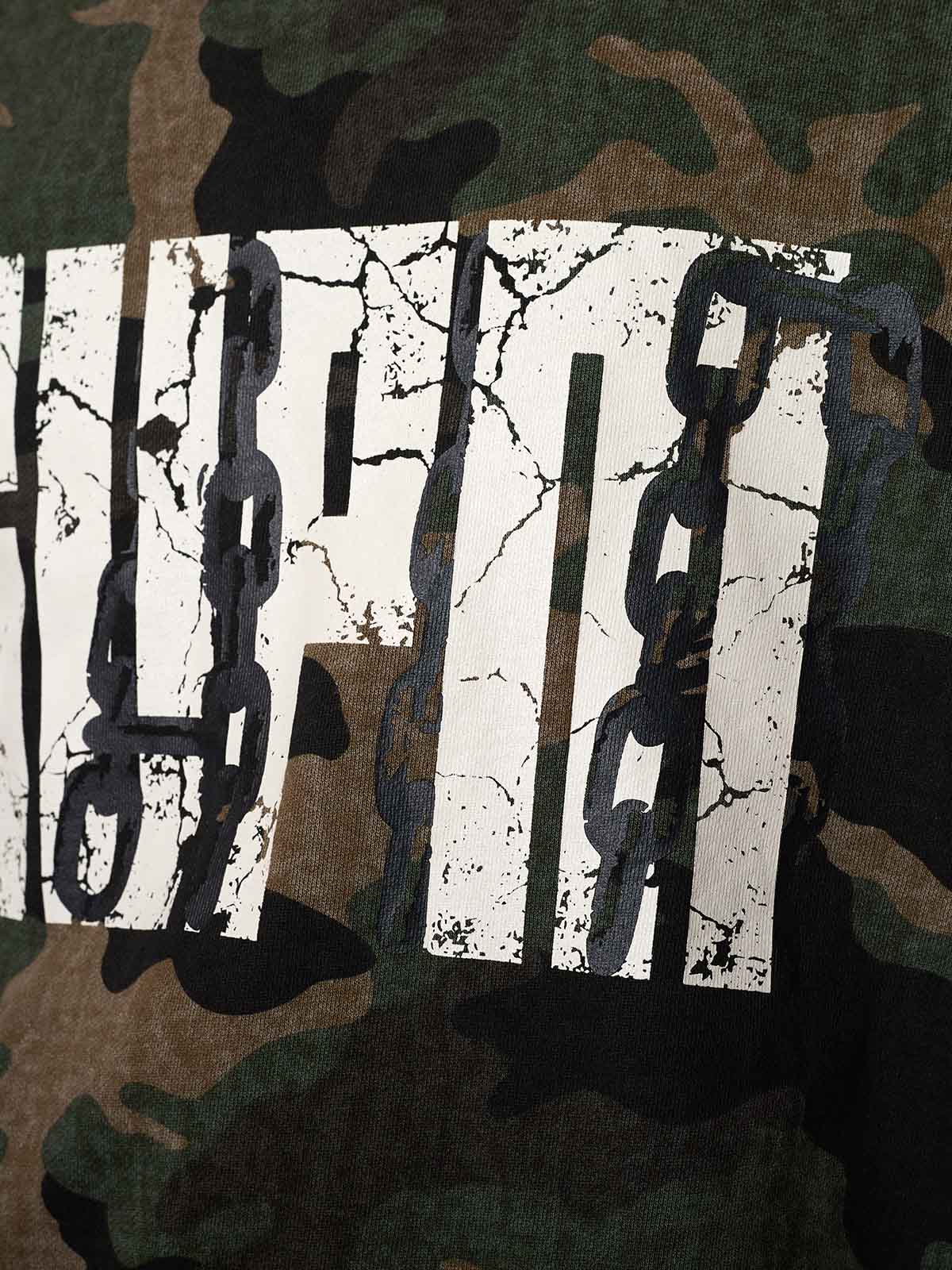 Supermade Camouflage Patchwork Faux Two-Piece Hooded Top?