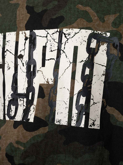 Supermade Camouflage Patchwork Faux Two-Piece Hooded Top?